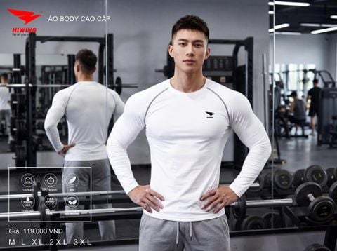 Áo Thể Thao Dài Tay Body Cao Cấp Hiwing Màu Trắng — Ôm Dáng, Thoải Mái, Giá Tốt Nhất