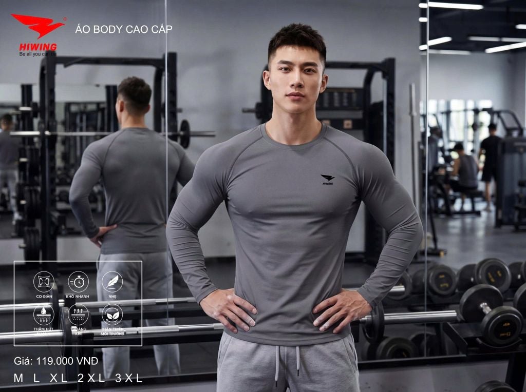 Áo Thể Thao Dài Tay Body Cao Cấp Hiwing Màu Xanh — Ôm Dáng, Thoải Mái, Giá Tốt Nhất
