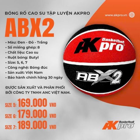 Bóng Rổ Cao Su Tập Luyện Akpro ABX2 (Size 5, 6, 7) — Bền Bỉ, Tiết Kiệm, Tối Ưu Cho Người Mới Bắt Đầu