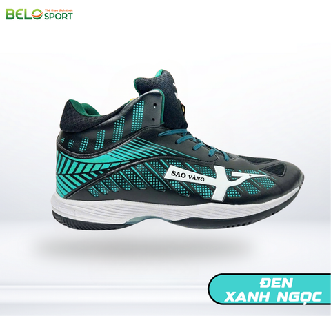 Giày Bóng Chuyền Sao Vàng 301 Đen Xanh Ngọc – Khát Vọng, Chinh Phục