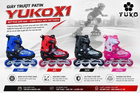 Giày Patin Yuko X1 Bánh Dọc - 4 Màu