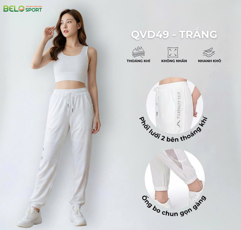 Quần Gió Thể Thao Dài Nữ Bó Côn Vina QVD49 – Thoải Mái, Tôn Dáng, Năng Động