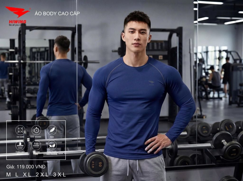 Áo Thể Thao Dài Tay Body Cao Cấp Hiwing Màu Xanh — Ôm Dáng, Thoải Mái, Giá Tốt Nhất