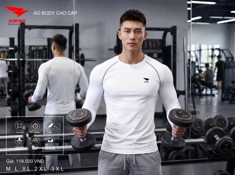 Áo Thể Thao Dài Tay Body Cao Cấp Hiwing Màu Trắng — Ôm Dáng, Thoải Mái, Giá Tốt Nhất