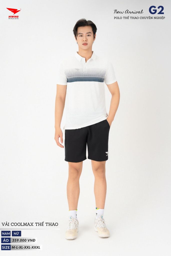 Áo Thể Thao Polo Pickleball, Golf Cao Cấp Hiwing G2 Màu Trắng