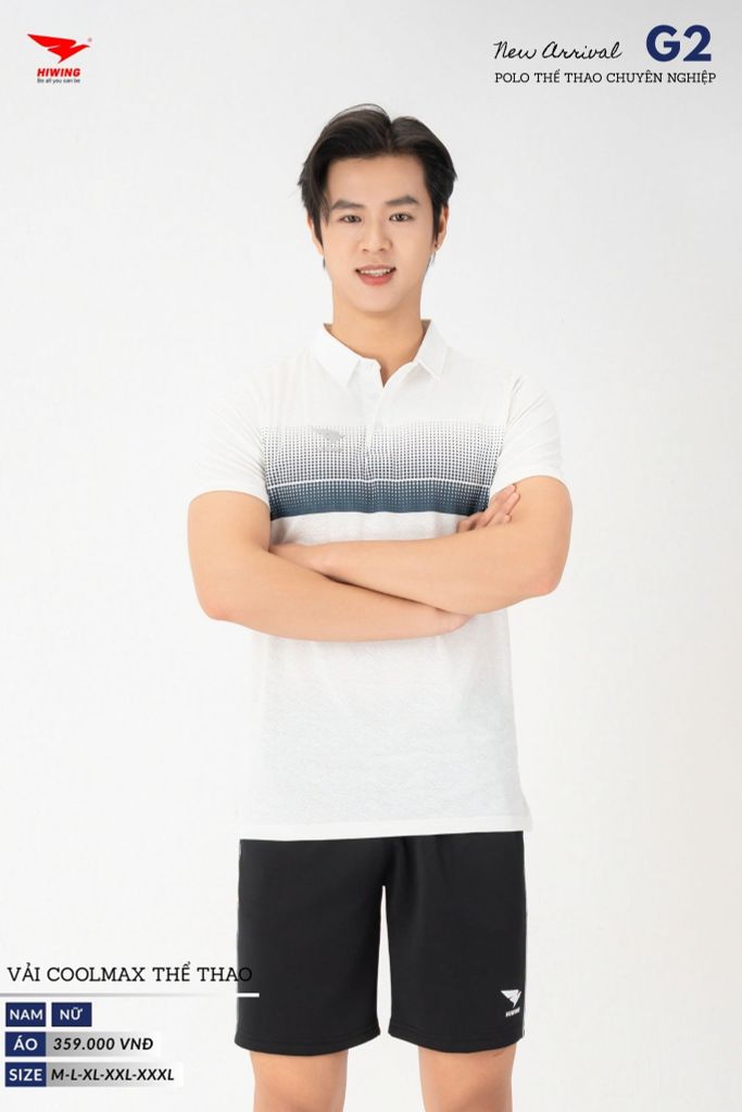 Áo Thể Thao Polo Pickleball, Golf Cao Cấp Hiwing G2 Màu Trắng