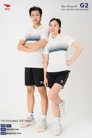 Áo Thể Thao Polo Pickleball, Golf Cao Cấp Hiwing G2 Màu Trắng