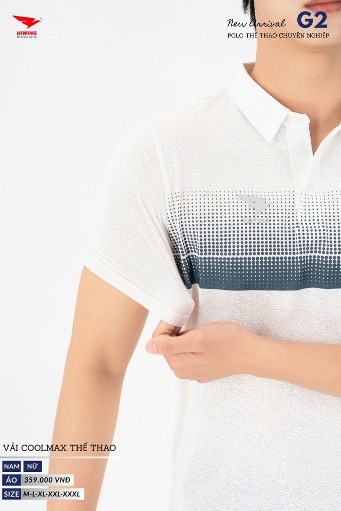 Áo Thể Thao Polo Pickleball, Golf Cao Cấp Hiwing G2 Màu Trắng