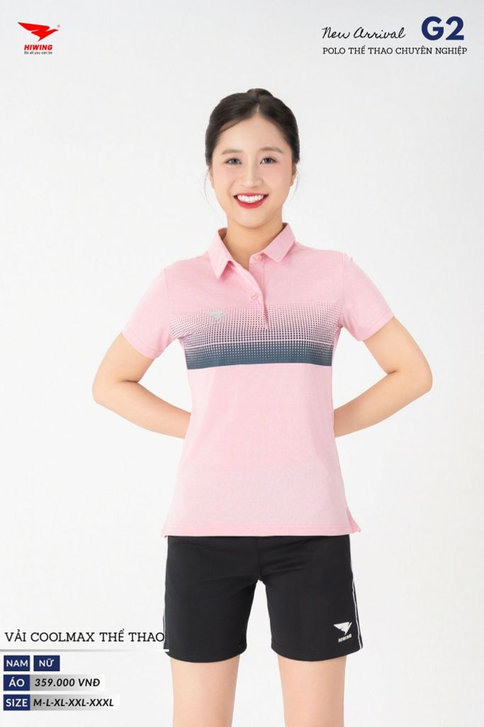 Áo Thể Thao Polo Pickleball, Golf Cao Cấp Hiwing G2 Màu Hồng Phấn