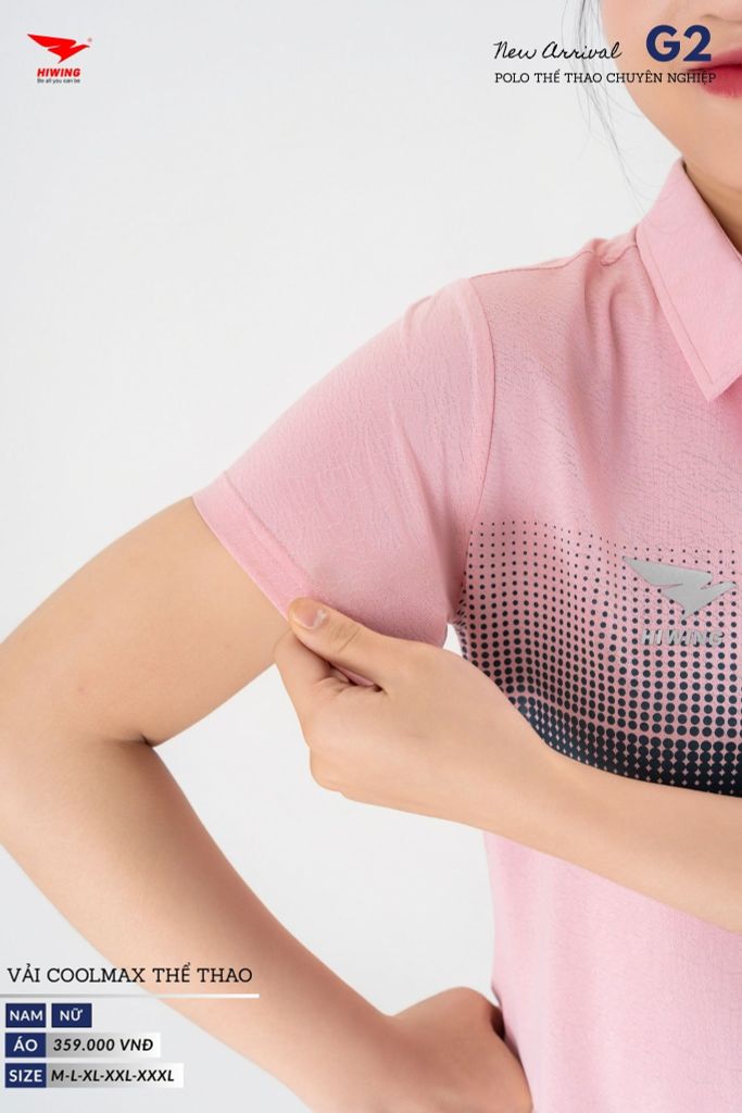 Áo Thể Thao Polo Pickleball, Golf Cao Cấp Hiwing G2 Màu Hồng Phấn