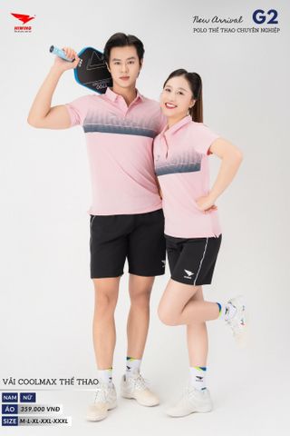 Áo Thể Thao Polo Pickleball, Golf Cao Cấp Hiwing G2 Màu Hồng Phấn