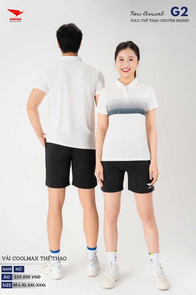 Áo Thể Thao Polo Pickleball, Golf Cao Cấp Hiwing G2 Màu Trắng