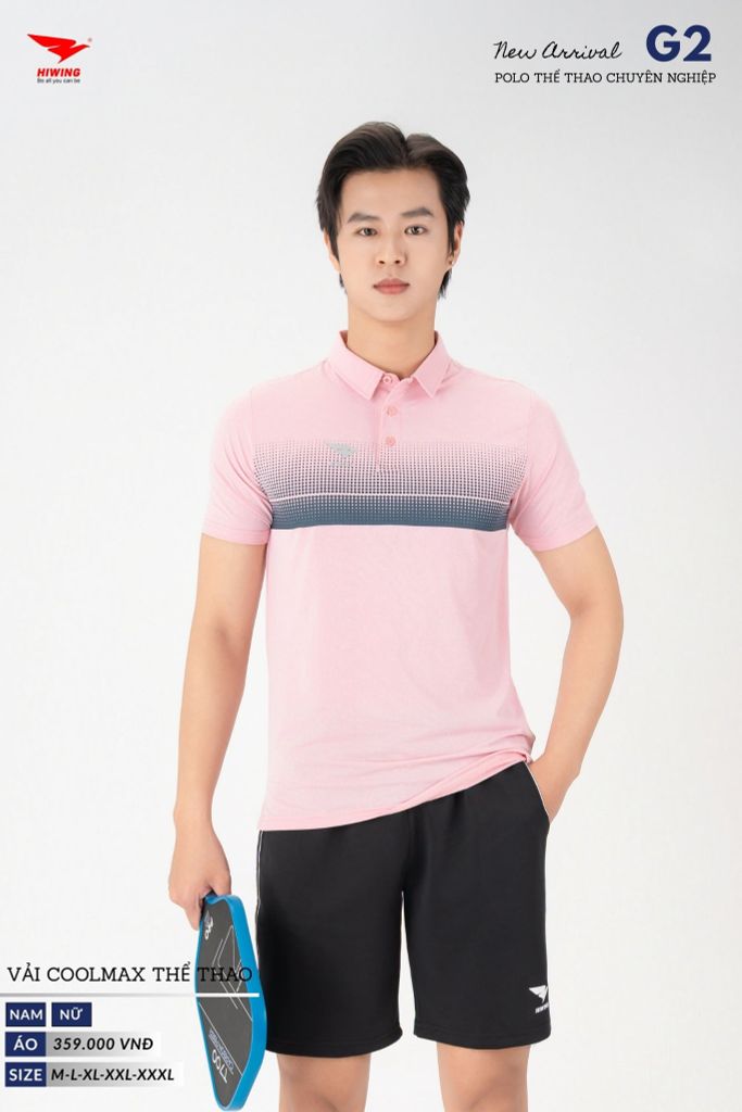 Áo Thể Thao Polo Pickleball, Golf Cao Cấp Hiwing G2 Màu Hồng Phấn
