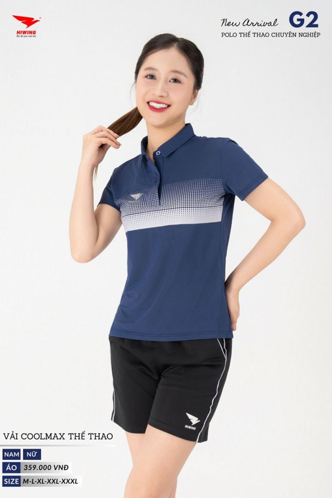 Áo Thể Thao Polo Pickleball, Golf Cao Cấp Hiwing G2 Màu Xanh Than