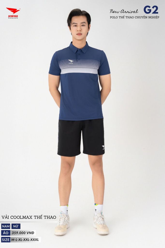 Áo Thể Thao Polo Pickleball, Golf Cao Cấp Hiwing G2 Màu Xanh Than