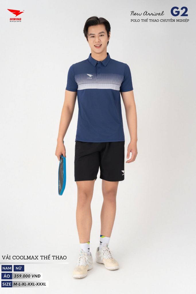 Áo Thể Thao Polo Pickleball, Golf Cao Cấp Hiwing G2 Màu Xanh Than
