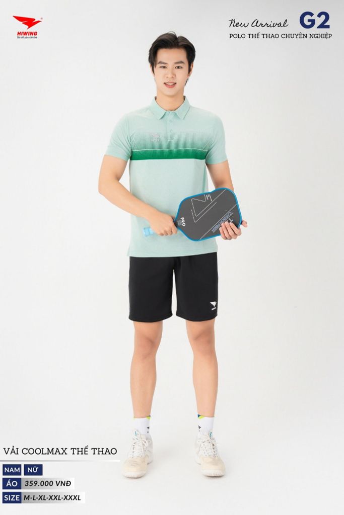 Áo Thể Thao Polo Pickleball, Golf Cao Cấp Hiwing G2 Màu Xanh Mint