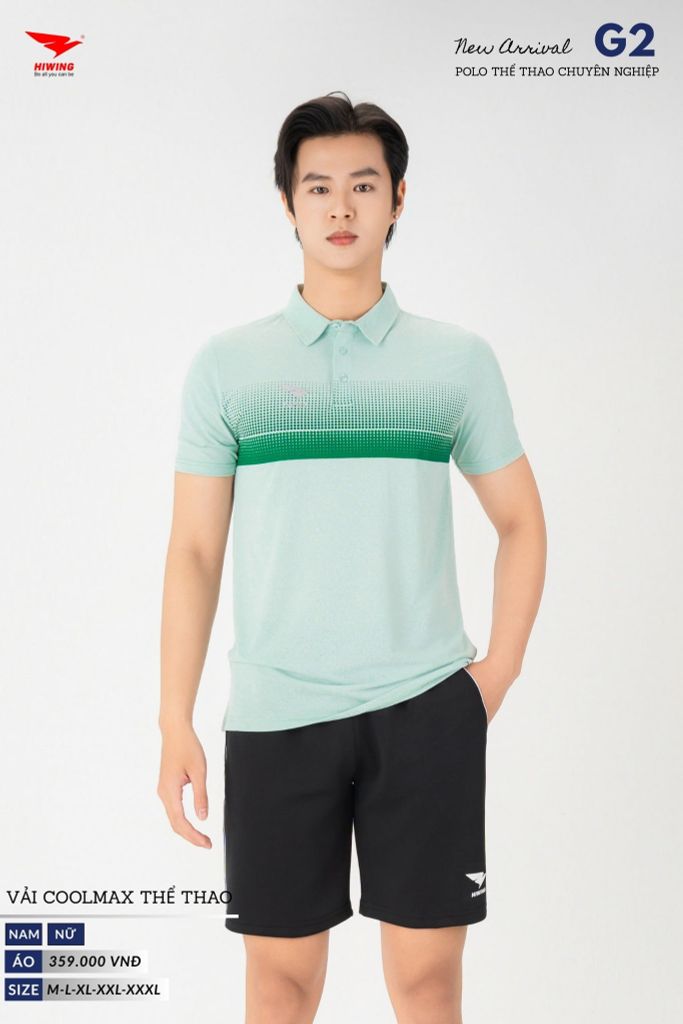 Áo Thể Thao Polo Pickleball, Golf Cao Cấp Hiwing G2 Màu Xanh Mint
