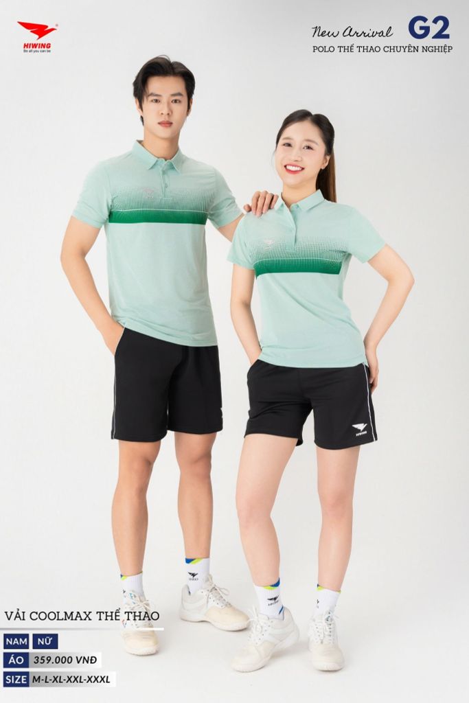 Áo Thể Thao Polo Pickleball, Golf Cao Cấp Hiwing G2 Màu Trắng