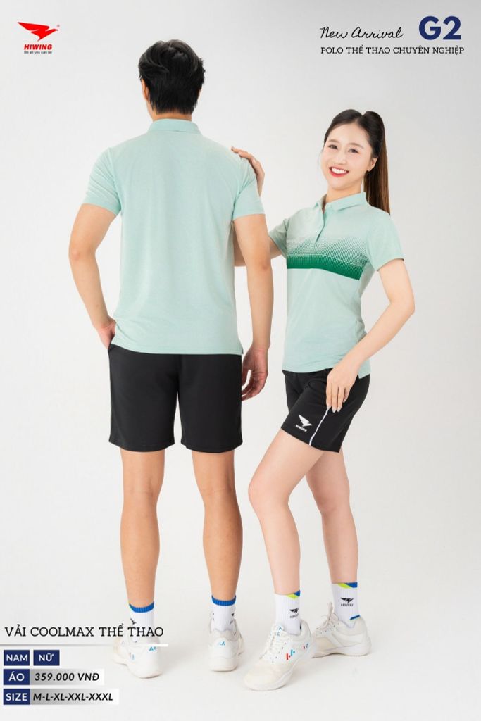 Áo Thể Thao Polo Pickleball, Golf Cao Cấp Hiwing G2 Màu Xanh Mint