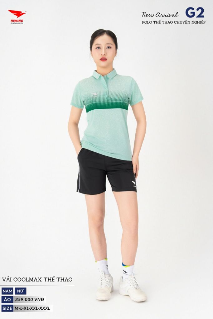 Áo Thể Thao Polo Pickleball, Golf Cao Cấp Hiwing G2 Màu Xanh Mint