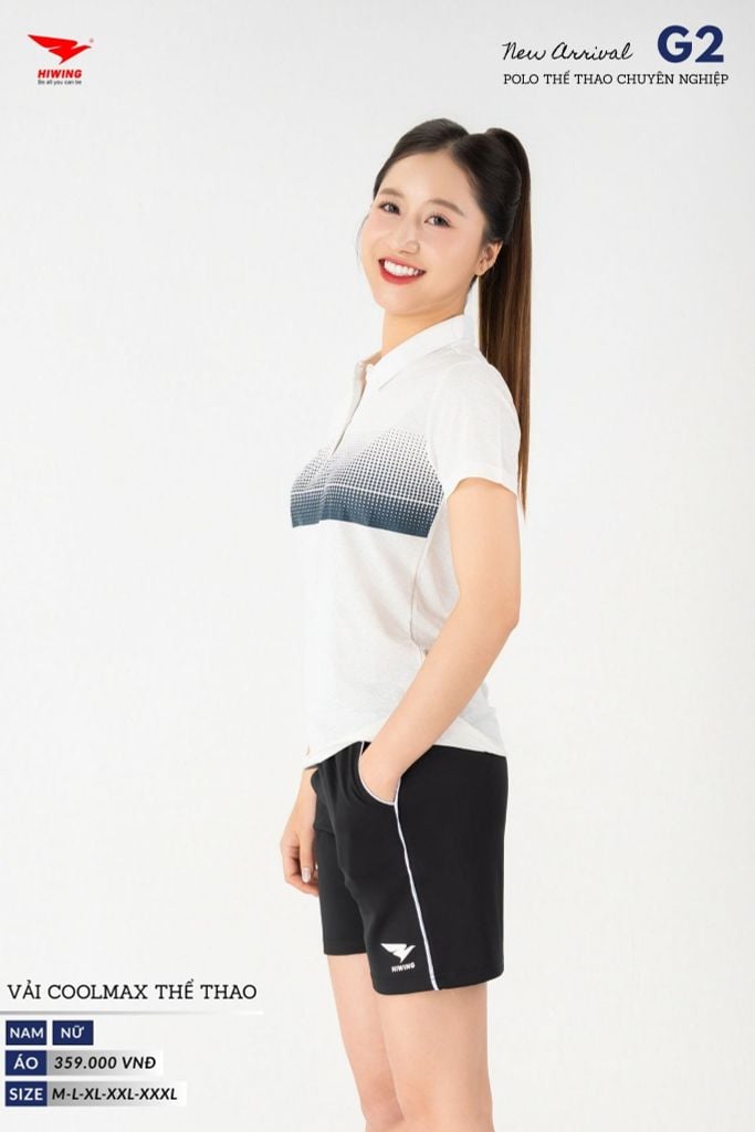 Áo Thể Thao Polo Pickleball, Golf Cao Cấp Hiwing G2 Màu Trắng
