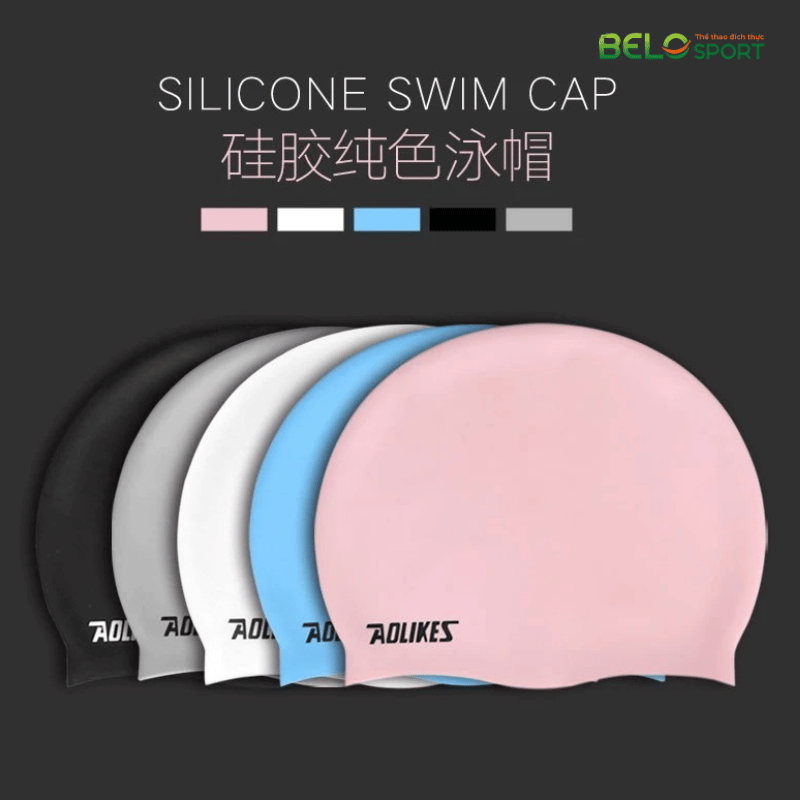 Mũ Bơi Aolikes 5010 Nón Bơi Người Lớn Nam Nữ Che Tai Silicon Chống Nước