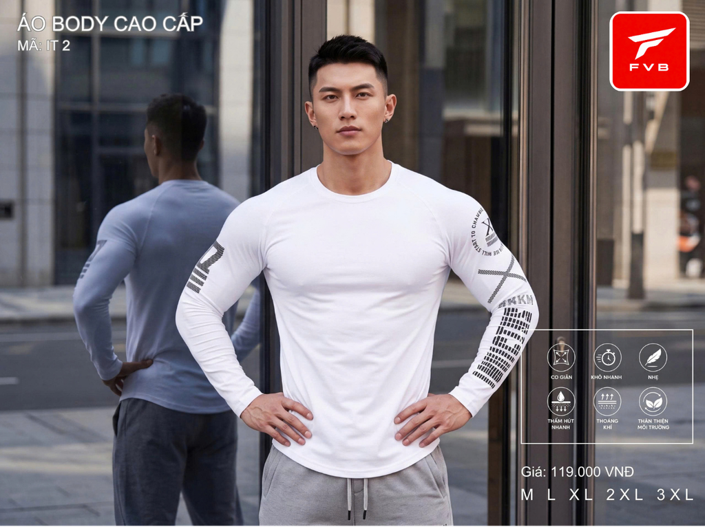 Áo Thể Thao Body Dài Tay Cao Cấp FVB Mã IT3 — Thiết Kế Tay Áo Cực Chất, Tôn Dáng Đỉnh Cao