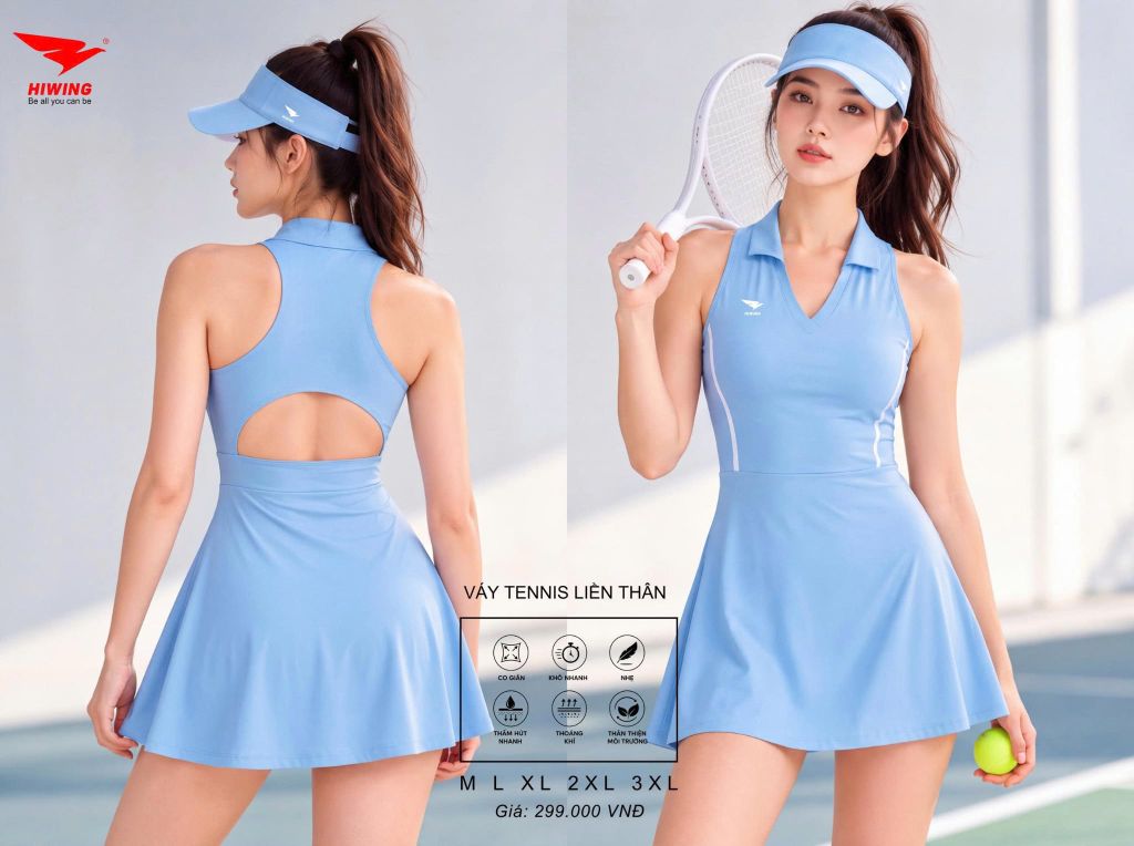Váy Liền Thân Thể Thao Pickleball Hiwing Cao Cấp Màu Hồng — Đẹp Đẳng Cấp, Tôn Dáng