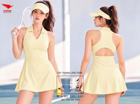Váy Liền Thân Thể Thao Pickleball Hiwing Cao Cấp Màu Vàng — Đẹp Đẳng Cấp, Tôn Dáng
