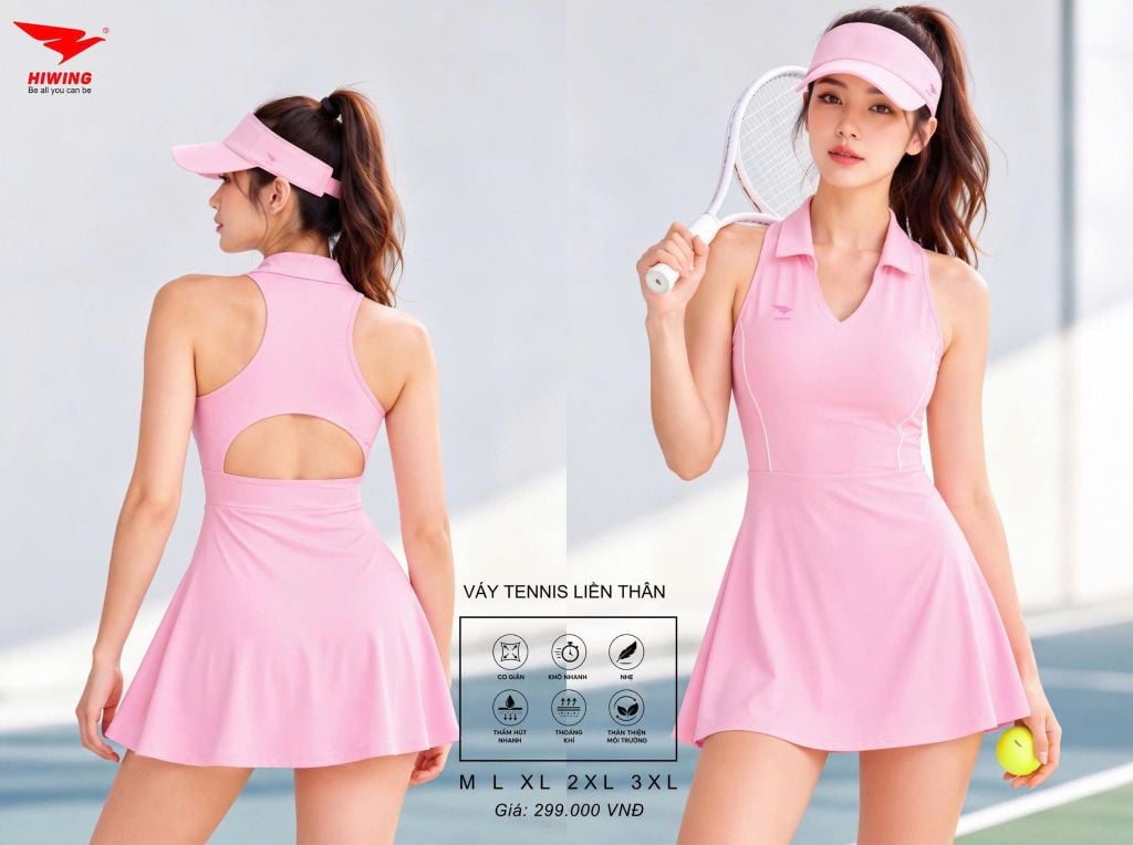 Váy Liền Thân Thể Thao Pickleball Hiwing Cao Cấp Màu Xanh — Đẹp Đẳng Cấp, Tôn Dáng