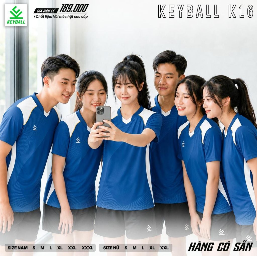 Bộ Quần Áo Bóng Chuyền Keyball K16 Màu Xanh Trắng – Phân Khúc Bình Dân, Đỉnh Cao Tiện Ích