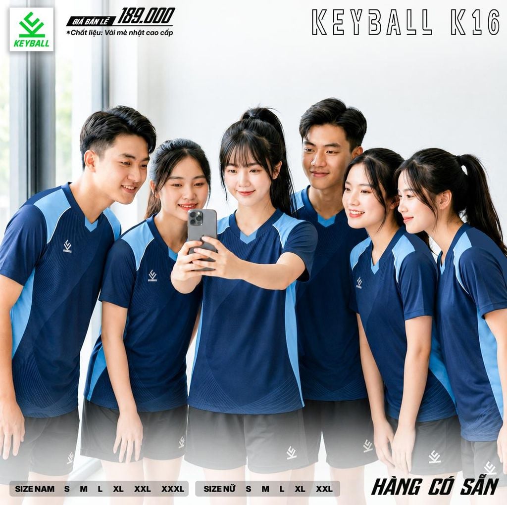 Bộ Quần Áo Bóng Chuyền Keyball K16 Màu Xanh Trắng – Phân Khúc Bình Dân, Đỉnh Cao Tiện Ích