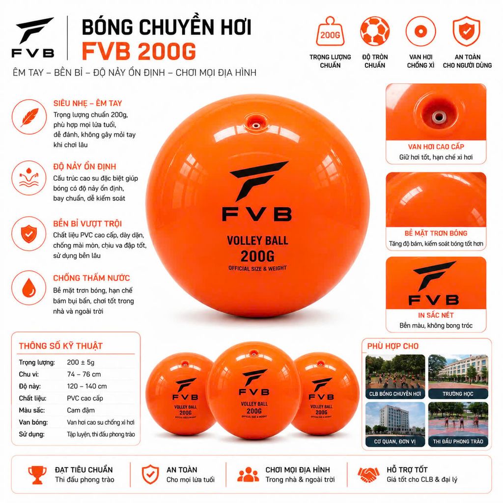 Quả Bóng Chuyền FVB 300G Chính Hãng | Đạt Chuẩn Thi Đấu, Bền Đẹp