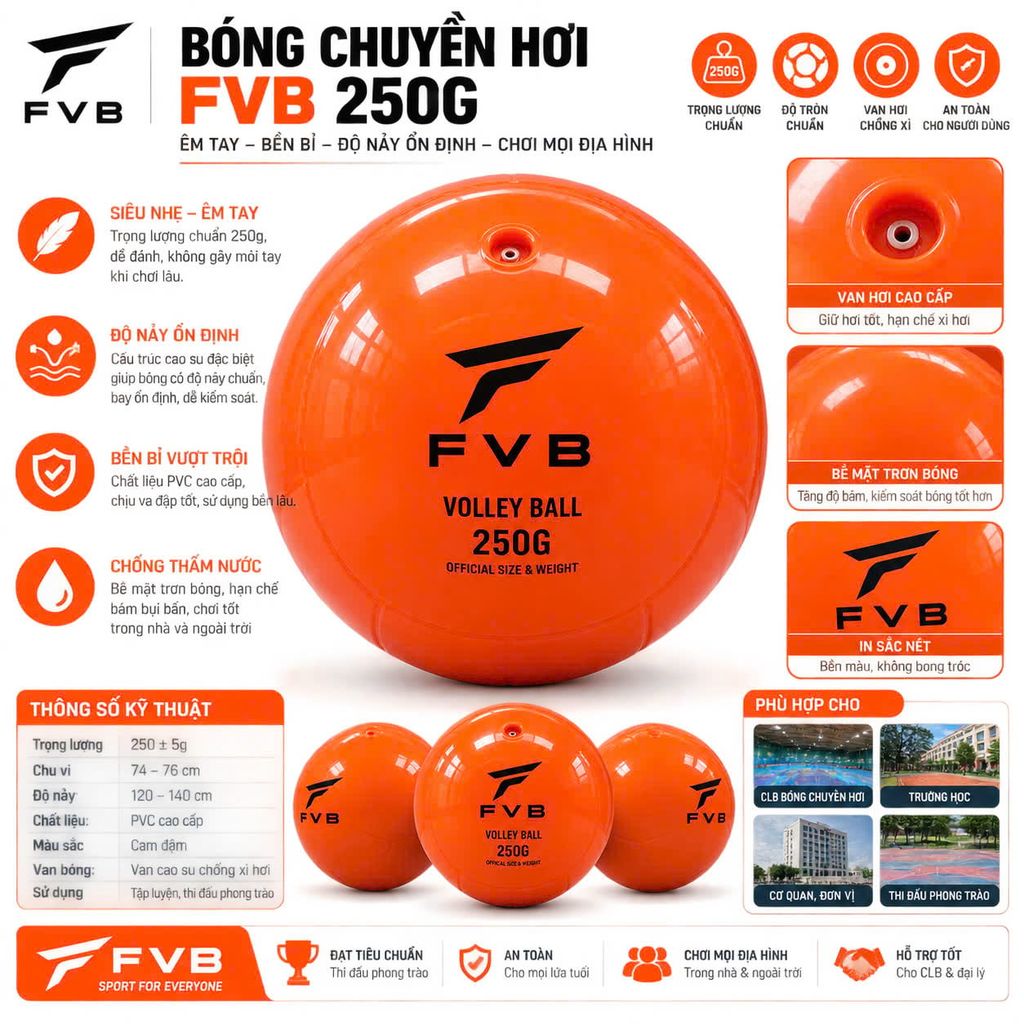 Quả Bóng Chuyền FVB 300G Chính Hãng | Đạt Chuẩn Thi Đấu, Bền Đẹp