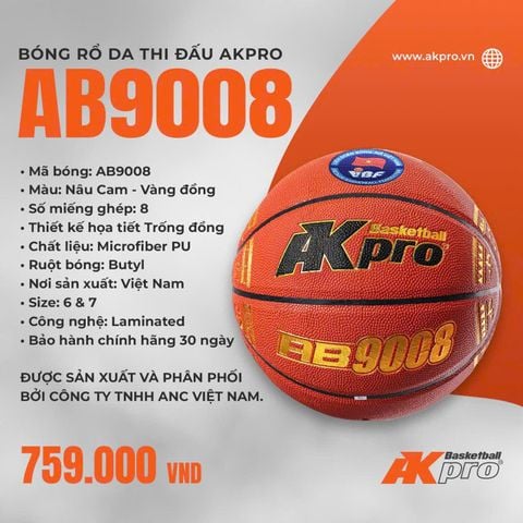 Bóng Rổ Da Thi Đấu Akpro AB9008 — Đỉnh Cao Công Nghệ, Đậm Bản Sắc Việt