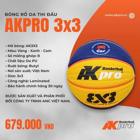 Bóng Rổ Da Thi Đấu Akpro 3X3 (AK3X3) — Chuẩn Thi Đấu Đường Phố Cao Cấp