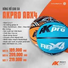 Bóng Rổ Cao Su Akpro ABX4 (Size 5, 6, 7) Màu Xanh — Bền Bỉ, Giá Tốt
