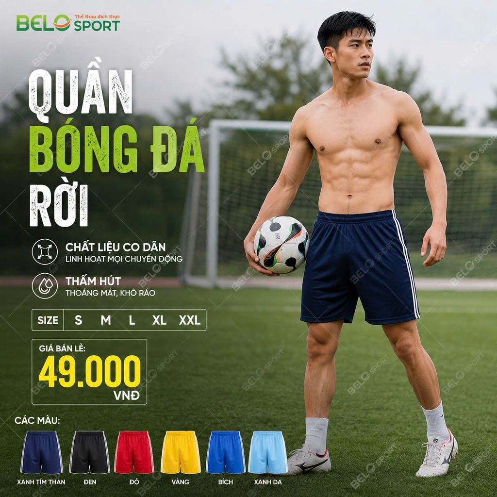 Quần Bóng Đá Rời Màu Vàng – Thoải Mái Vận Động, Bứt Phá Mọi Giới Hạn