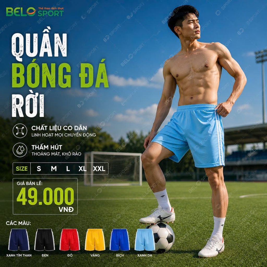 Quần Bóng Đá Rời Màu Vàng – Thoải Mái Vận Động, Bứt Phá Mọi Giới Hạn