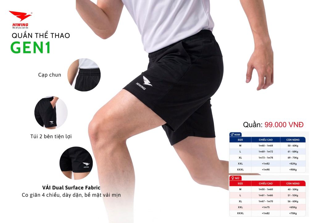 Quần Cầu Lông – Pickleball – Bóng Chuyền Hiwing GEN1