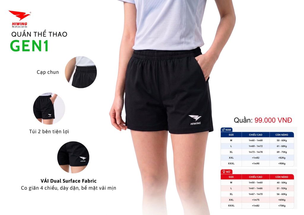 Quần Cầu Lông – Pickleball – Bóng Chuyền Hiwing GEN1
