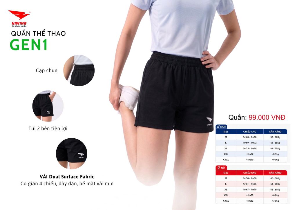 Quần Cầu Lông – Pickleball – Bóng Chuyền Hiwing GEN1