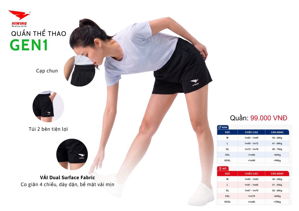 Quần Cầu Lông – Pickleball – Bóng Chuyền Hiwing GEN1