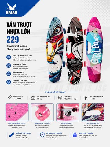 Ván Trượt Skateboard Hình Lớn Chất Liệu Nhựa Cao Cấp