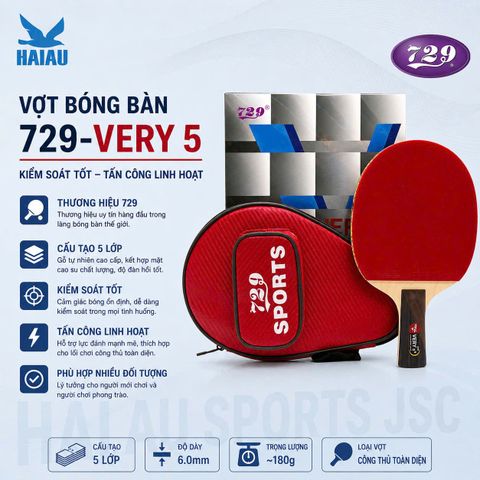 Vợt Bóng Bàn 729 Very 5 Sao
