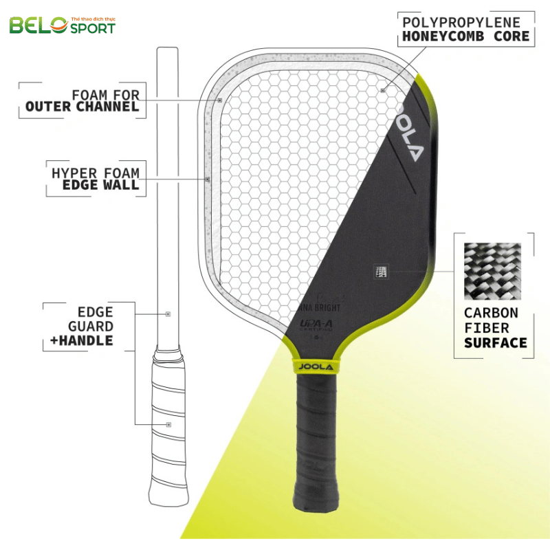 Vợt Pickleball Joola Anna Bright Scorpeus 3S Màu Vàng