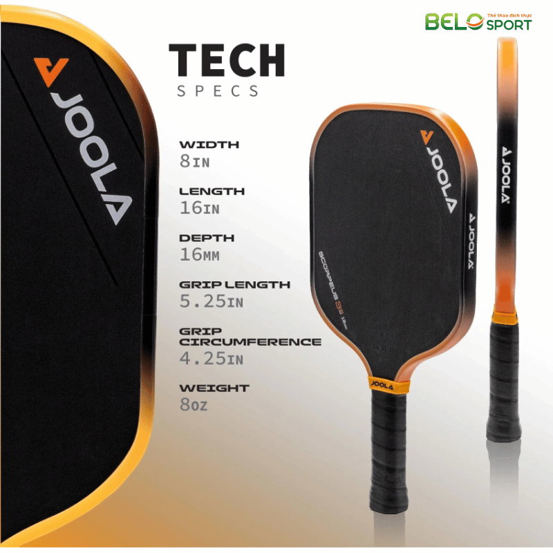 Vợt Pickleball Joola Collin Johns Scorpeus 3S Màu Cam