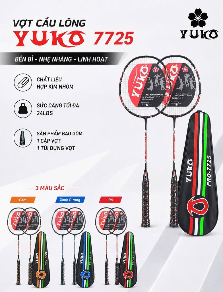 Vợt Cầu Lông Yuko 7725 Chính Hãng