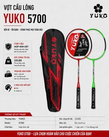 Vợt Cầu Lông Yuko 5700 Chính Hãng